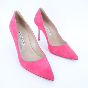 MANOLO BLAHNIK BB Suede Pumps Pink 95 Pointed Toe High Heel Luxury Women's 38